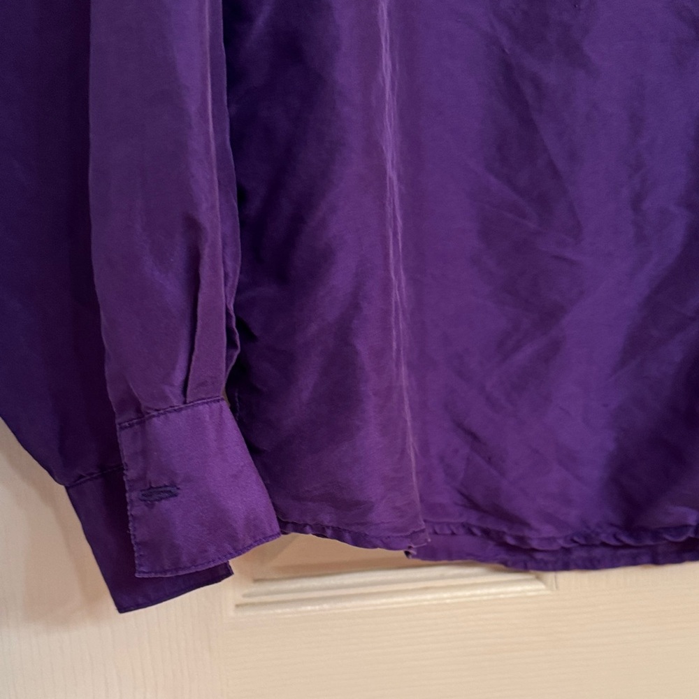Silk Long Sleeve Women’s Purple Button-Up Blouse by S.I.N.Y. Size Medium - Picture 7 of 7